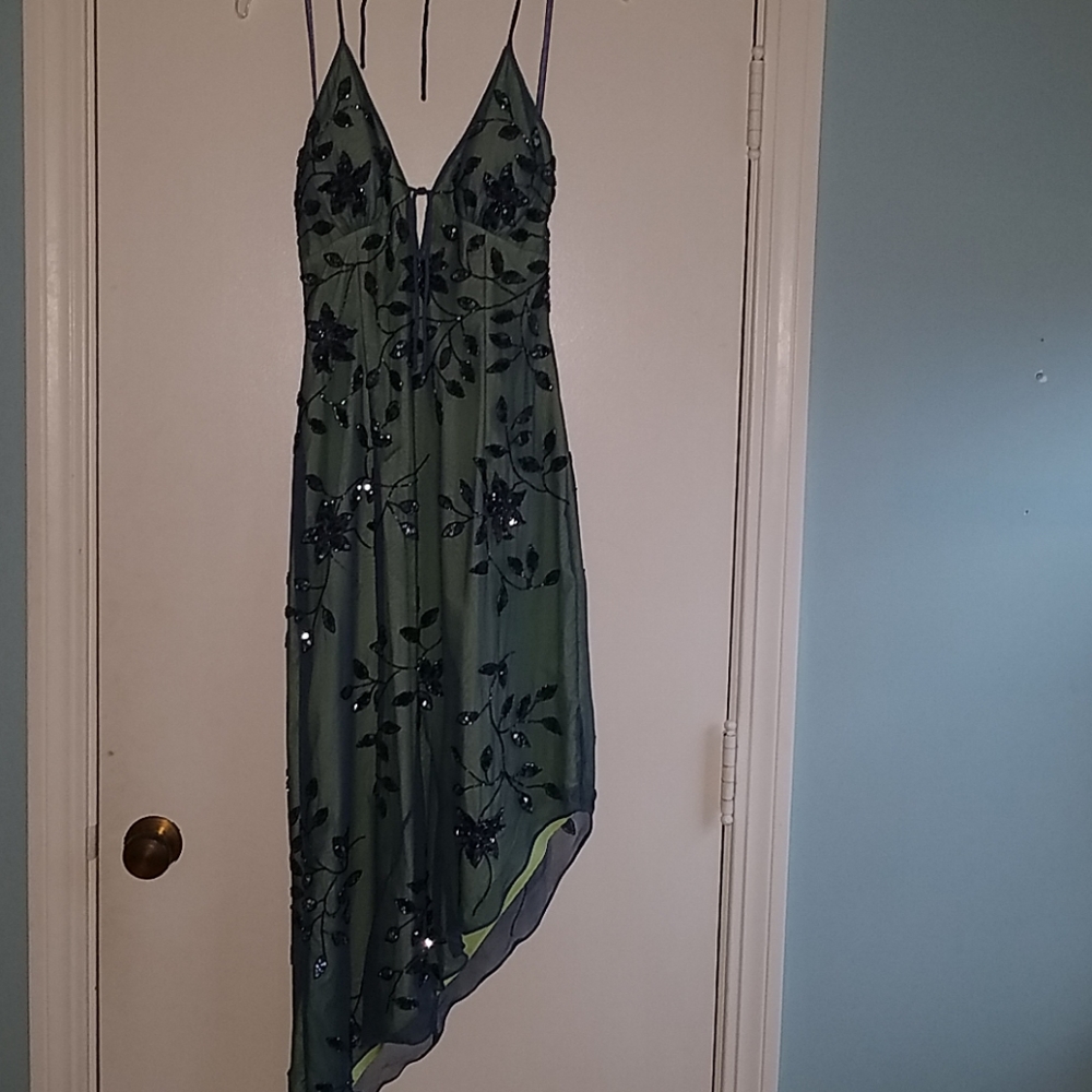 Asymmetrical beaded dress